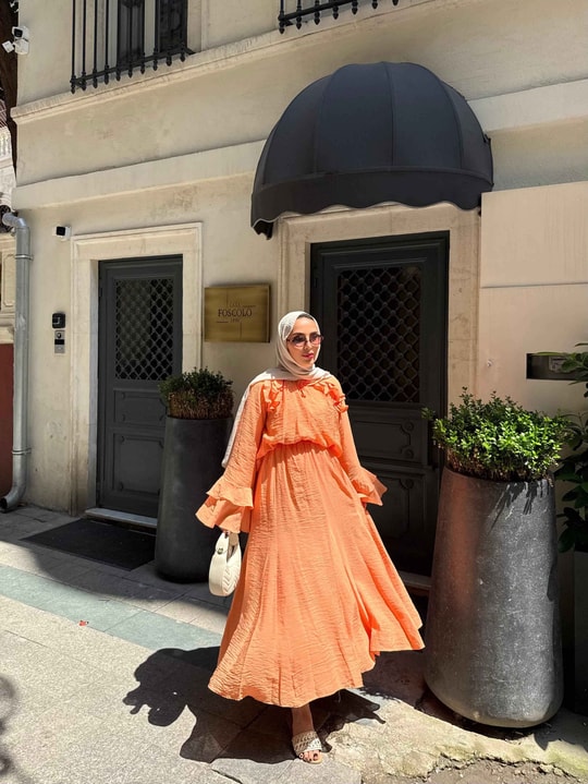 HR-1163H&R ButikTb- Arlina Etekli Takım Turuncu