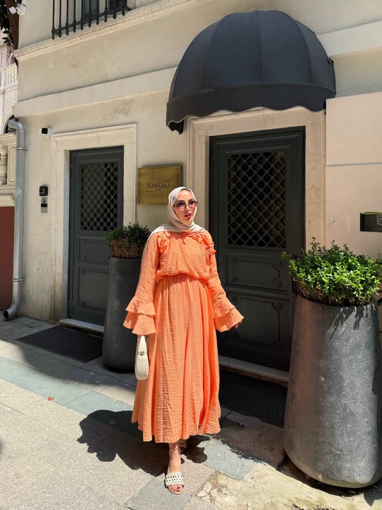 HR-1163H&R ButikTb- Arlina Etekli Takım Turuncu