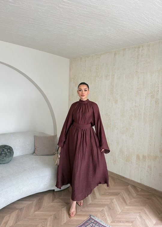 HR-0837H&R ButikTB - Asni Etekli Takım Bordo