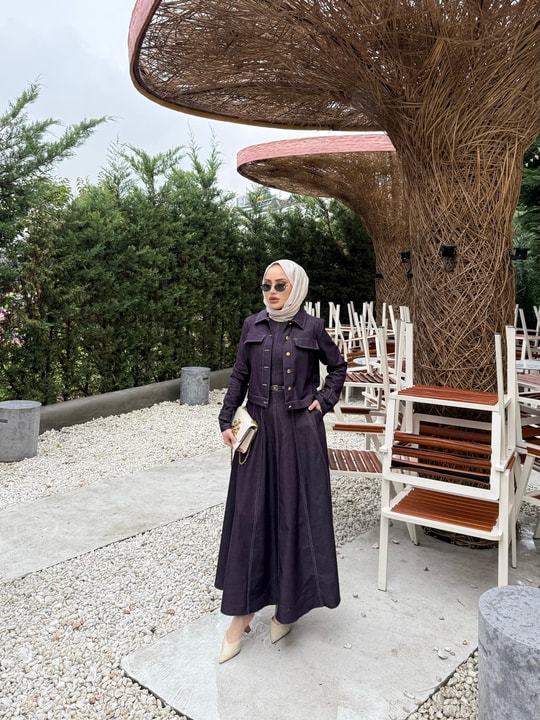 TAKM-2174H&R ButikTB-Etan Ceketli Jile Takım Mürdüm