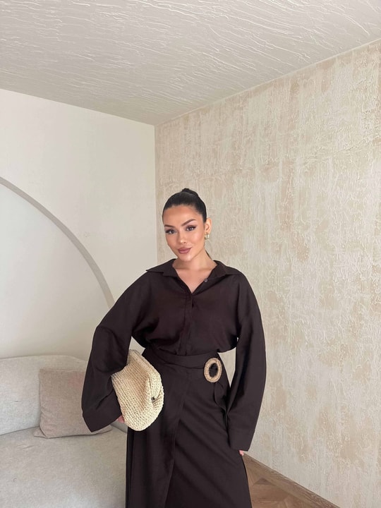 HR-0824H&R ButikTB - Etas Keten Etekli Takım Acı Kahve