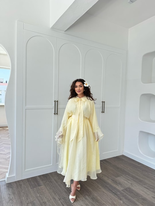 HR-1308H&R ButikTb - Fibela Ön Bağlamalı Etekli Takım Sarı