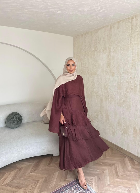 HR-0814H&R ButikTB - Gazce Katkat Etekli Takım Bordo