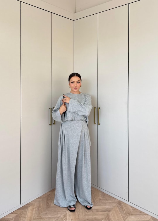 HR-2808H&R ButikTB - Lamis Pantolon Etek Takım Gri