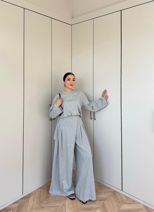 HR-2808H&R ButikTB - Lamis Pantolon Etek Takım Gri