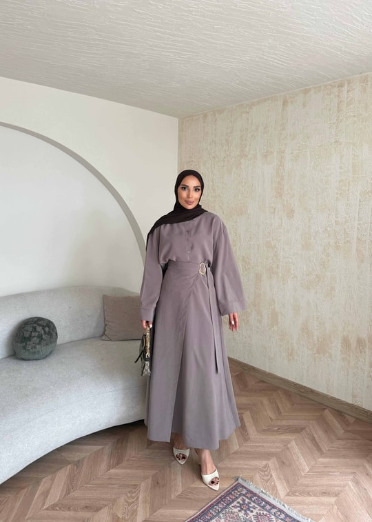 HR-0828H&R ButikTB - Mois Yan Detaylı Etekli Takım Vizon