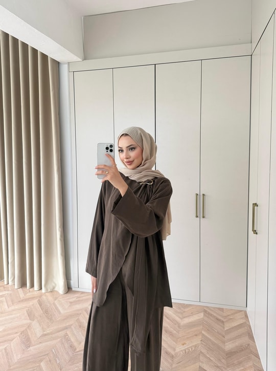 HR-0615H&R ButikTB-Nare Kemerli Takım Kahve