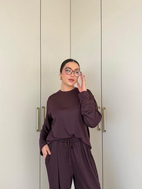 HR-2817H&R ButikTB - Nisa Paça Lastikli Takım Mürdüm