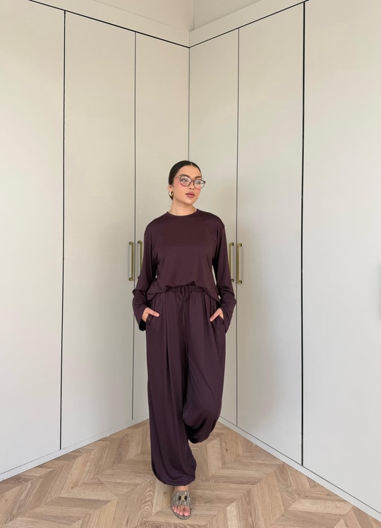 HR-2817H&R ButikTB - Nisa Paça Lastikli Takım Mürdüm