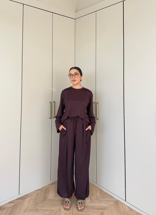 HR-2817H&R ButikTB - Nisa Paça Lastikli Takım Mürdüm
