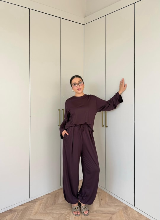 HR-2817H&R ButikTB - Nisa Paça Lastikli Takım Mürdüm