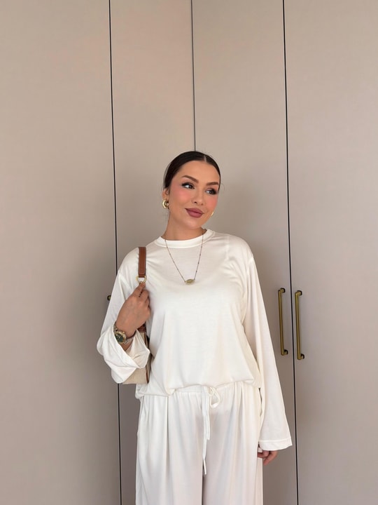 HR-2817H&R ButikTB - Nisa Paça Lastikli Takım Beyaz