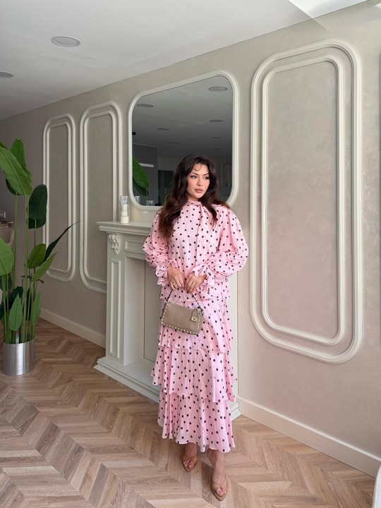 HR-1349H&R ButikTB-Qüla Ponponlu Şifon Takım Pembe
