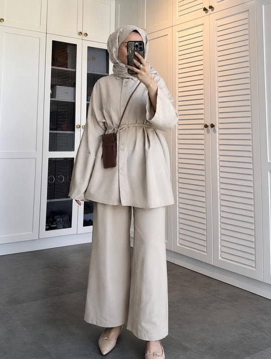 HR-1168H&R ButikTB - Rinal Keten Takım Bej