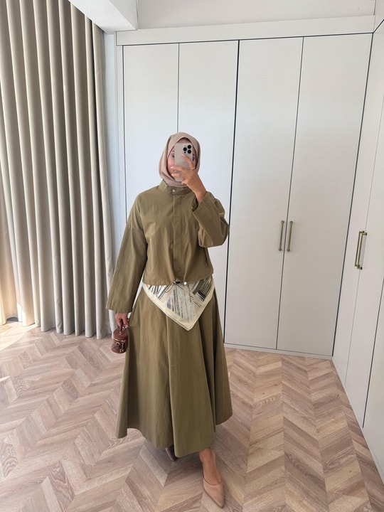 HR-3170H&R ButikTb- Siba Gabardin Etekli Takım Haki