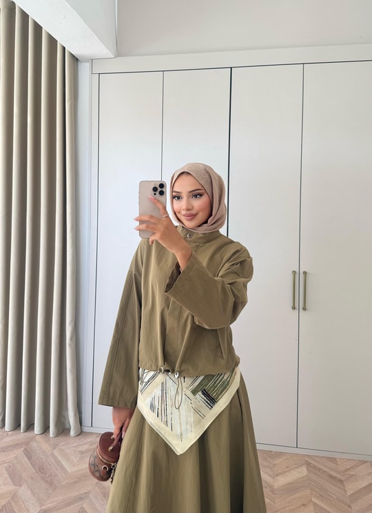 HR-3170H&R ButikTb- Siba Gabardin Etekli Takım Haki