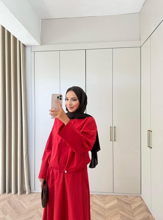 HR-3170H&R ButikTb- Siba Gabardin Etekli Takım Kırmızı