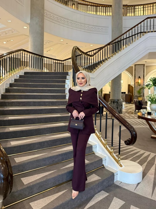 TAKM-2208H&R ButikVelas Ceketli Takım Takım Mürdüm