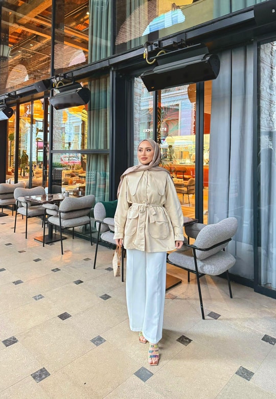 Trenc-59H&R ButikBeril Yakalı Trenç Bej