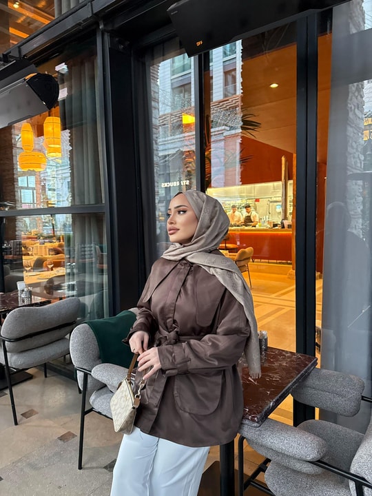 Trenc-59H&R ButikBeril Yakalı Trenç Kahve