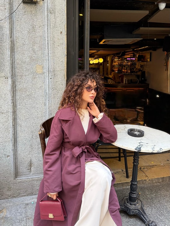 TRNÇKT-06H&R ButikEko Gabardin Trenç Bordo