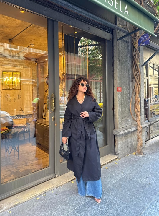 TRNÇKT-06H&R ButikEko Gabardin Trenç Lacivert