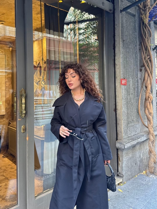 TRNÇKT-06H&R ButikEko Gabardin Trenç Lacivert