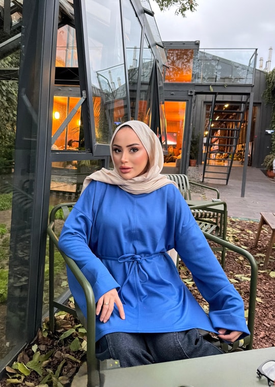 HR-3529H&R ButikDessa İspanyol Kol Tunik Açık Mavi