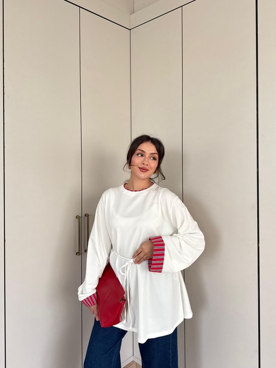 HR-3110H&R ButikEk - Sale Tunik Beyaz