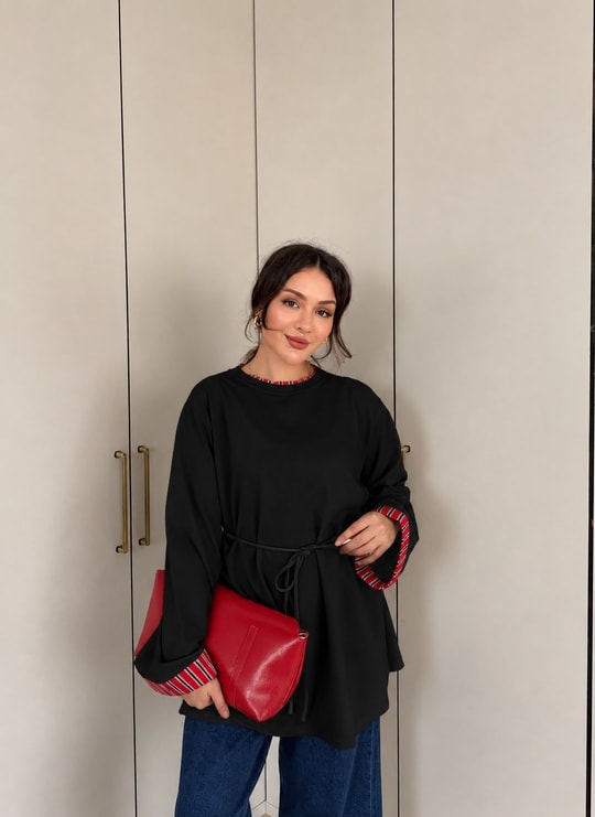 HR-3493H&R ButikEk - Sale Tunik Siyah