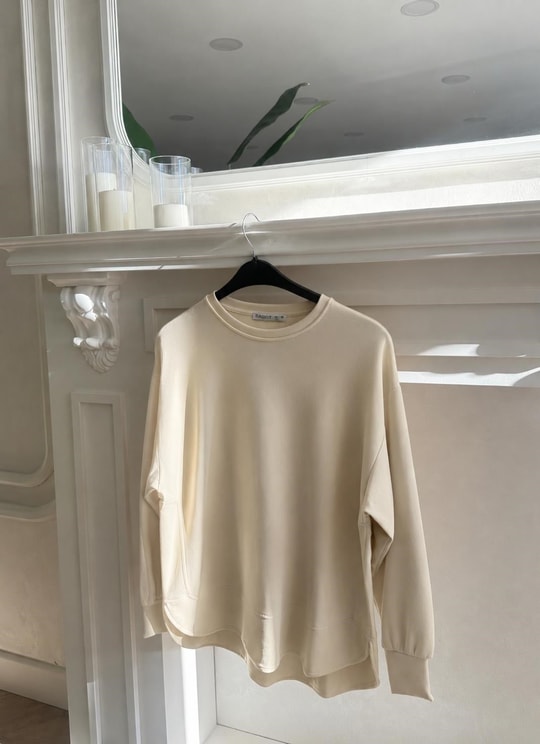 HR-1416H&R ButikKiw- Yan Detaylı Oysh Tunik Krem