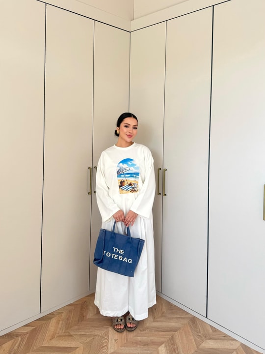HR-2799H&R ButikMıs- Alisa Ön Desenli Tunik Deniz Desen