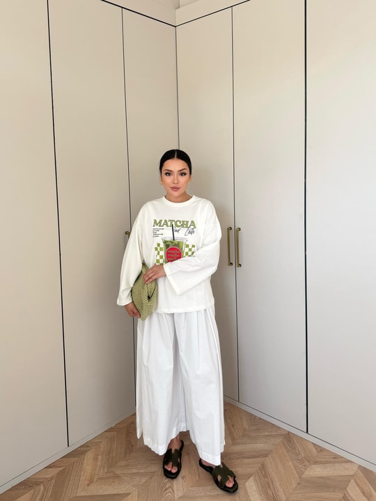 HR-2799H&R ButikMıs- Alisa Ön Desenli Tunik Matcha Desen