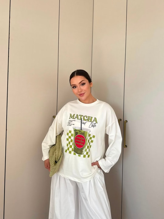 HR-2799H&R ButikMıs- Alisa Ön Desenli Tunik Matcha Desen