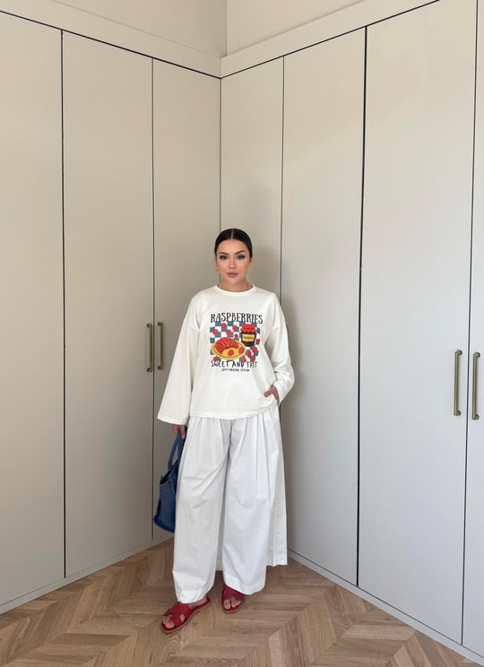 HR-2799H&R ButikMıs- Alisa Ön Desenli Tunik Kruvasan Desen
