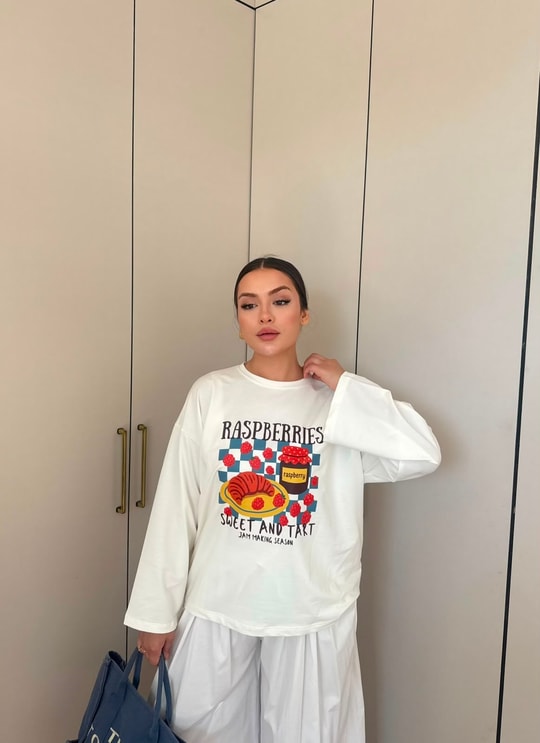 HR-2799H&R ButikMıs- Alisa Ön Desenli Tunik Kruvasan Desen