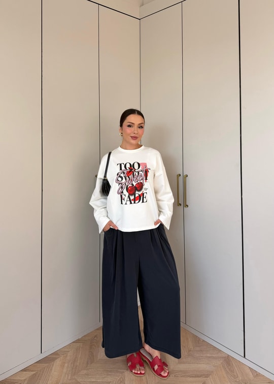 HR-2812H&R ButikMıs- Alisa Ön Desenli Tunik Kiraz Desen