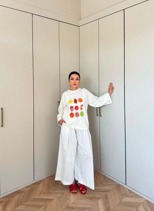 HR-2799H&R ButikMıs- Alisa Ön Desenli Tunik Meyve Desen