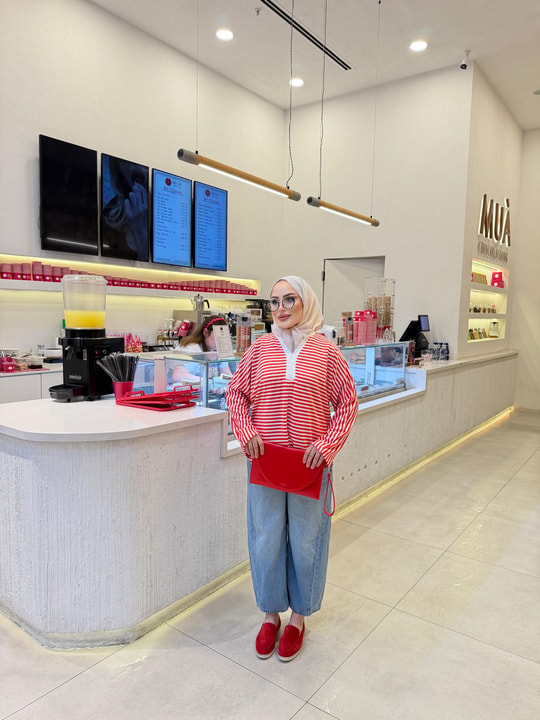 HR-3405H&R ButikNG- Çizgili Ön Düğmeli Tunik Kırmızı