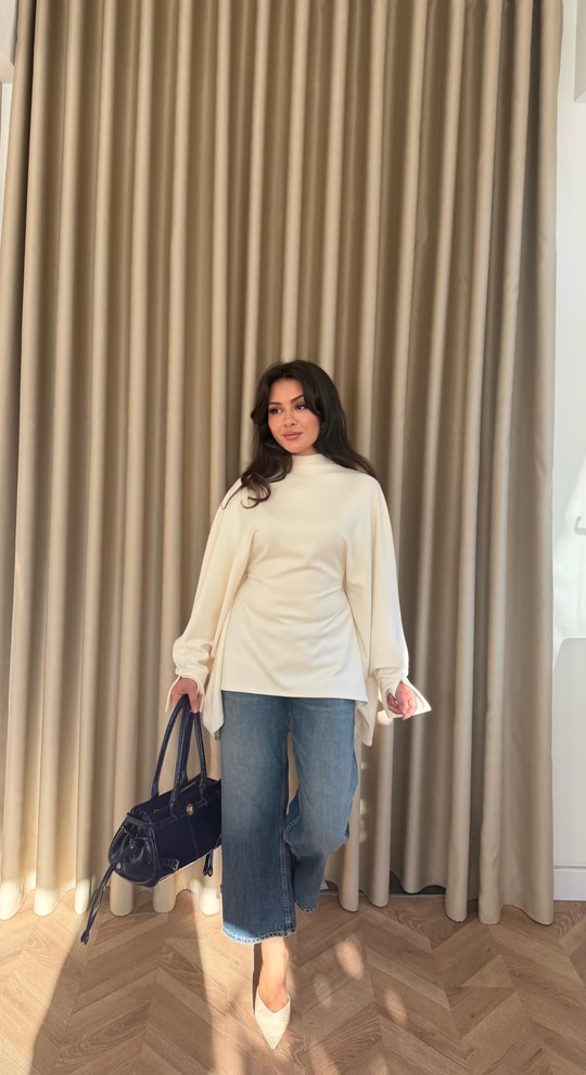 HR-2924H&R ButikPol- Ela Arka Bağlamalı Tunik Bej