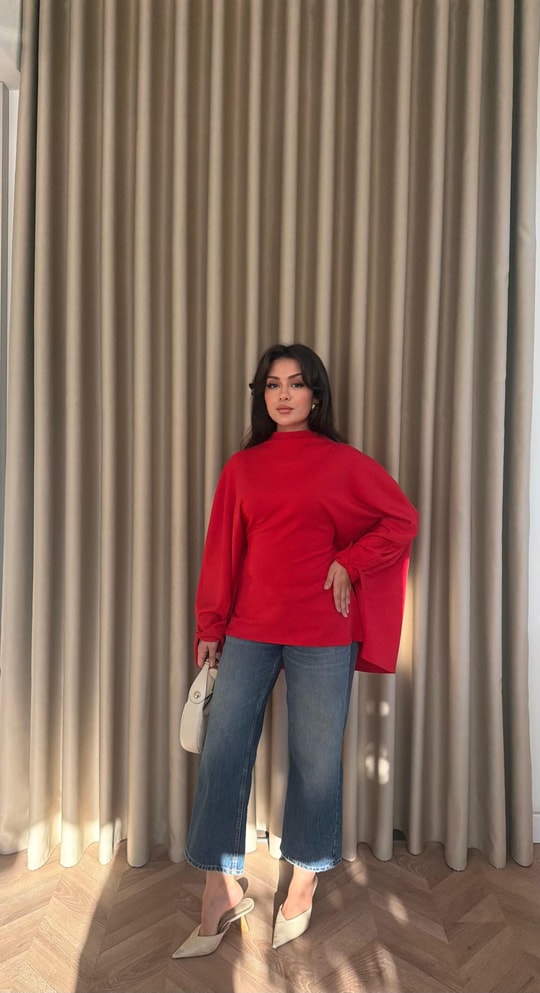 HR-2924H&R ButikPol- Ela Arka Bağlamalı Tunik Kırmızı