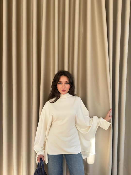 HR-2924H&R ButikPol- Ela Arka Bağlamalı Tunik Bej