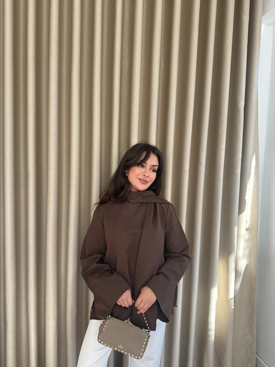 HR-2930H&R ButikPol - Jupe Tunik Acı Kahve