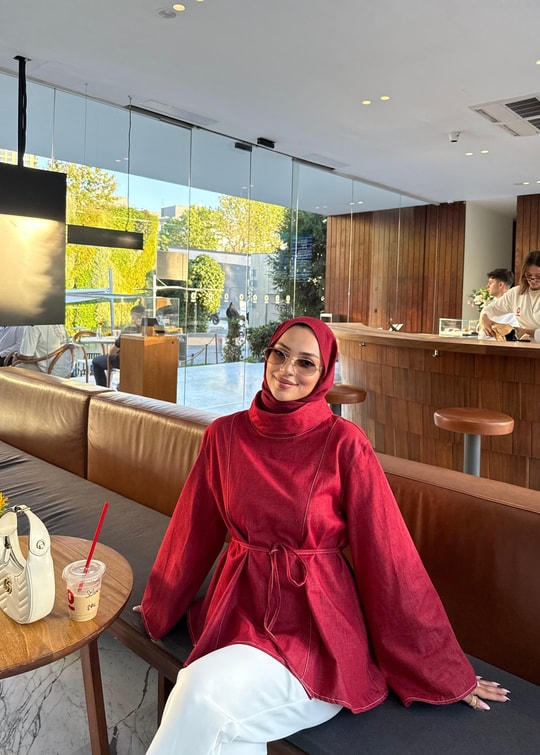 HR-2918H&R ButikQu - Elan Kol İspanyol Kot Tunik Kırmızı