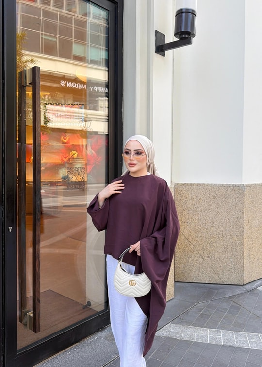 HR-1123H&R ButikTB - Gale Midi Modal Tunik Mürdüm