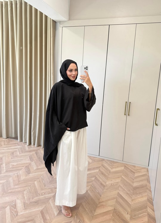 HR-1408H&R ButikTB4506- Gale Midi Modal Tunik Siyah