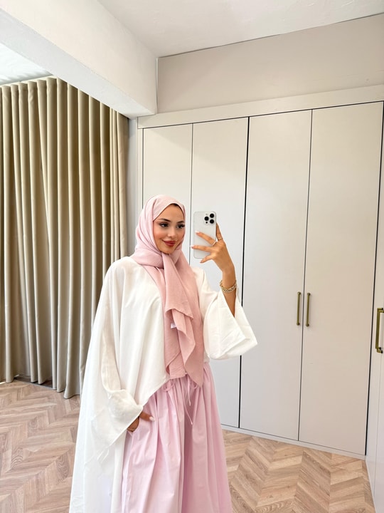 HR-1409H&R ButikTB4506- Gale Midi Modal Tunik Beyaz