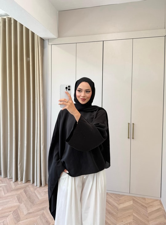 HR-1408H&R ButikTB4506- Gale Midi Modal Tunik Siyah