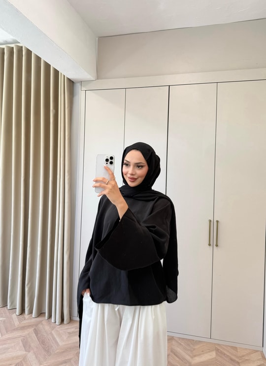 HR-1408H&R ButikTB4506- Gale Midi Modal Tunik Siyah