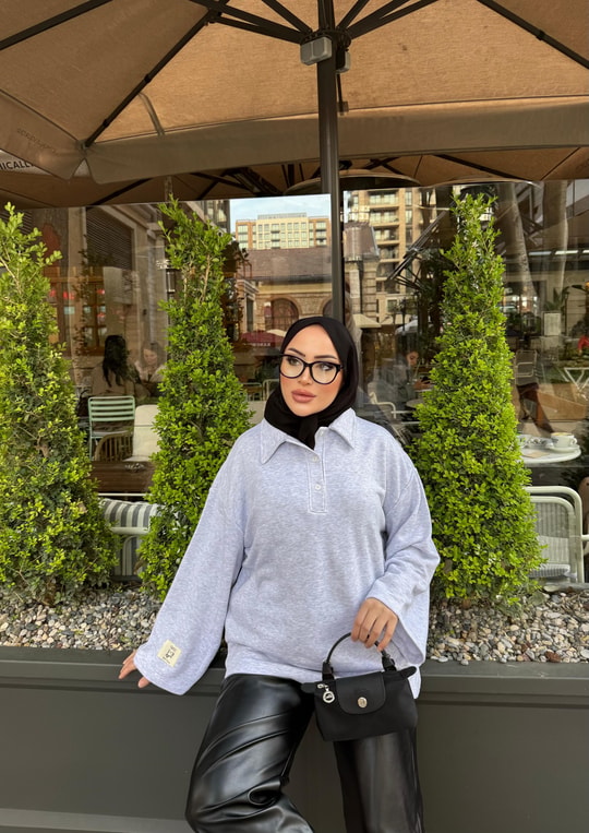 HR-3552H&R ButikYds- Niva Ön Düğmeli Tunik Gri